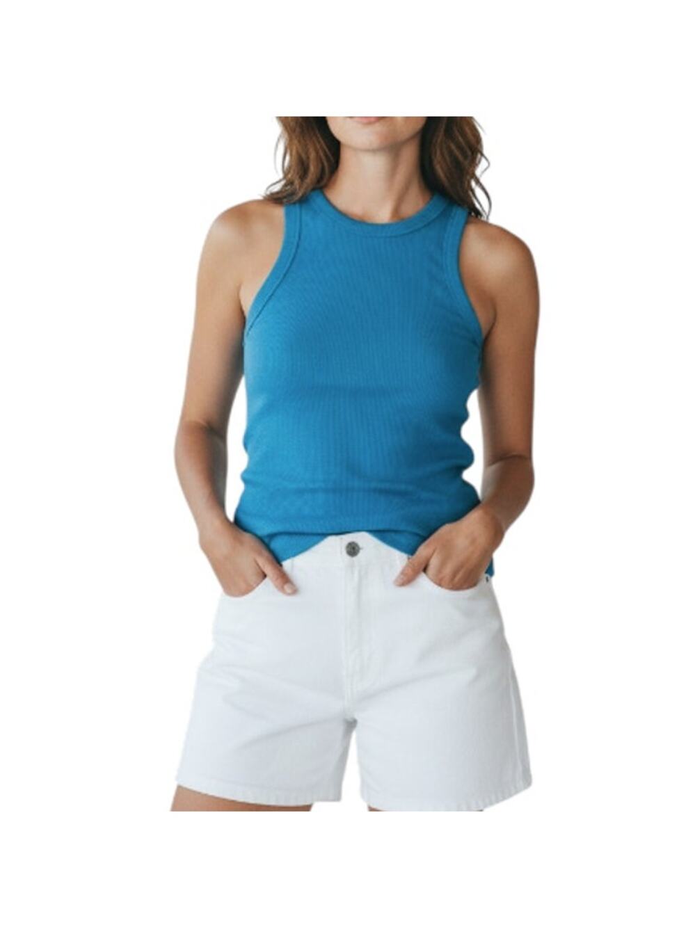 ARAMINTA JAMES Everyday Knit Tank Top Women 6/XS Blue Resort City Travel NWT
